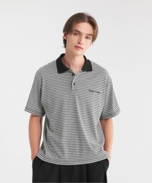 logo multi boarder polo shirt/ロゴマルチボーダーポロシャツ