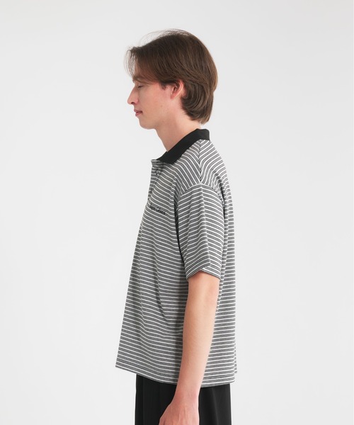 Regen Glanz(レーゲングランツ)の「logo multi boarder polo shirt/ロゴマルチボーダーポロシャツ(ポロシャツ・メンズ・グレー/カーキ/ブラック・MEDIUM/SMALL/LARGE)」の9枚目の写真