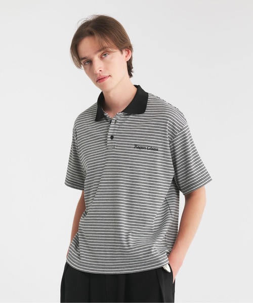 Regen Glanz(レーゲングランツ)の「logo multi boarder polo shirt/ロゴマルチボーダーポロシャツ(ポロシャツ・メンズ・グレー/カーキ/ブラック・MEDIUM/SMALL/LARGE)」の4枚目の写真