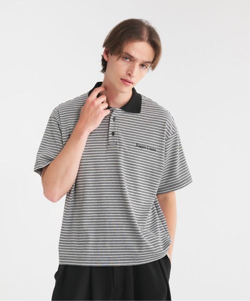 Regen Glanz(レーゲングランツ)の「logo multi boarder polo shirt/ロゴマルチボーダーポロシャツ(ポロシャツ・メンズ・グレー/カーキ/ブラック・MEDIUM/SMALL/LARGE)」の7枚目の写真