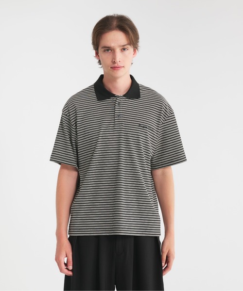 Regen Glanz(レーゲングランツ)の「logo multi boarder polo shirt/ロゴマルチボーダーポロシャツ(ポロシャツ・メンズ・グレー/カーキ/ブラック・MEDIUM/SMALL/LARGE)」の11枚目の写真