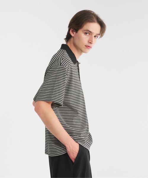 Regen Glanz(レーゲングランツ)の「logo multi boarder polo shirt/ロゴマルチボーダーポロシャツ(ポロシャツ・メンズ・グレー/カーキ/ブラック・MEDIUM/SMALL/LARGE)」の17枚目の写真