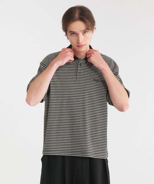 セール】logo multi boarder polo shirt/ロゴマルチボーダー