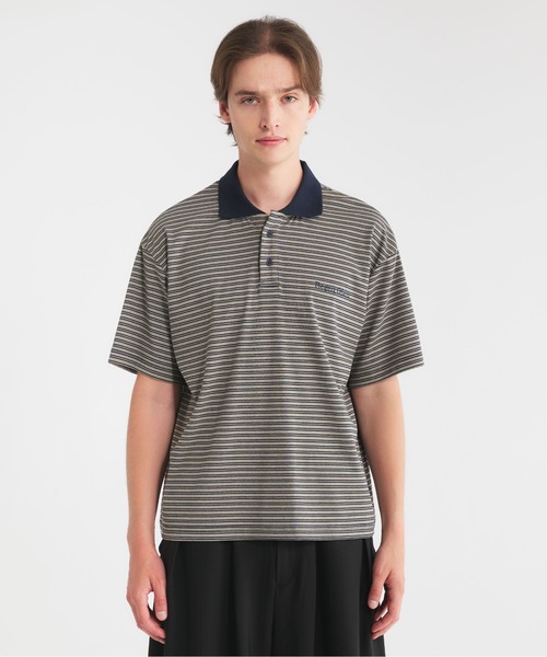 セール】logo multi boarder polo shirt/ロゴマルチボーダー