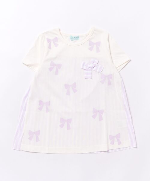 HAKKA KIDS(ハッカキッズ)の「リボンプリントドライTシャツ(Tシャツ/カットソー・キッズ・ブルー/オフホワイト・100cm/110cm/120cm/130cm)」の1枚目の写真