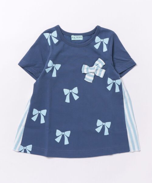 HAKKA KIDS(ハッカキッズ)の「リボンプリントドライTシャツ(Tシャツ/カットソー・キッズ・ブルー/オフホワイト・100cm/110cm/120cm/130cm)」の2枚目の写真