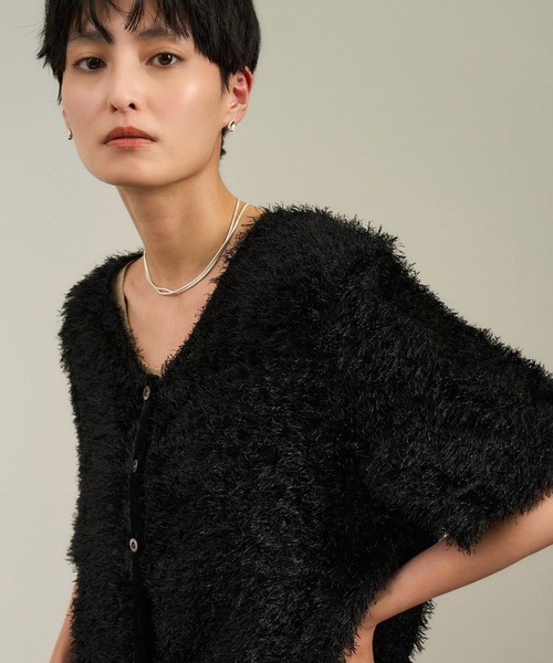 SALON adam et rope'（サロン アダム エ ロペ）の「前後2WAYフェザージャガードプルオーバー（その他トップス・レディース・ベージュ/ブラック・FREE）」の7枚目の写真