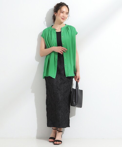 DRESKIP（ドレスキップ）の「【S-LL/洗濯後しわになりにくい】上品にきれい見え スラブギャザーブラウス（シャツ/ブラウス・レディース・ナチュラル/イエロー系その他/オレンジ/グリーン/ブラック・02/01/03/04）」の20枚目の写真