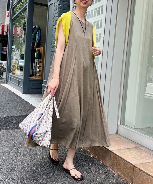 MICO COULIER（ミコクリエ）の「麻調シアー２WAYパネルフレアワンピース（ワンピース・レディース・パープル/カーキ/ブラック・38）」の2枚目の写真