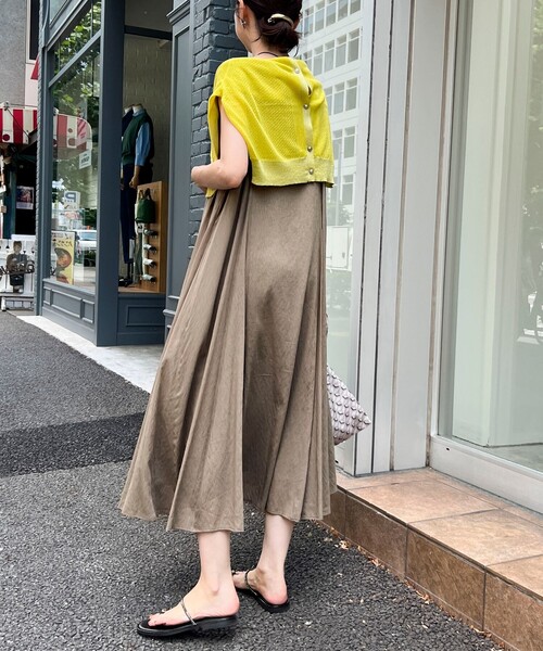 MICO COULIER（ミコクリエ）の「麻調シアー２WAYパネルフレアワンピース（ワンピース・レディース・パープル/カーキ/ブラック・38）」の6枚目の写真