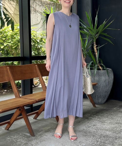 MICO COULIER（ミコクリエ）の「麻調シアー２WAYパネルフレアワンピース（ワンピース・レディース・パープル/カーキ/ブラック・38）」の17枚目の写真