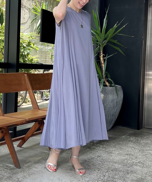 MICO COULIER（ミコクリエ）の「麻調シアー２WAYパネルフレアワンピース（ワンピース・レディース・パープル/カーキ/ブラック・38）」の21枚目の写真