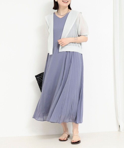 MICO COULIER（ミコクリエ）の「麻調シアー２WAYパネルフレアワンピース（ワンピース・レディース・パープル/カーキ/ブラック・38）」の22枚目の写真