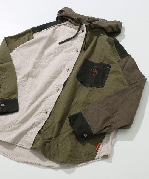 KRIFF MAYER Lady's Collection（クリフメイヤーレディースコレクション）の「【綿100％】ビエラフードシャツ（シャツ/ブラウス・レディース・カラフル/チャコール/その他5/ナチュラル/レッド/オリーブ・MEDIUM/LARGE）」の5枚目の写真