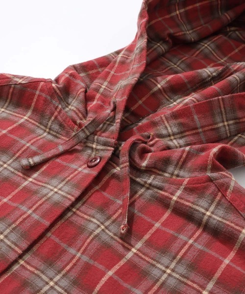 KRIFF MAYER Lady's Collection（クリフメイヤーレディースコレクション）の「【綿100％】ビエラフードシャツ（シャツ/ブラウス・レディース・カラフル/チャコール/その他5/ナチュラル/レッド/オリーブ・MEDIUM/LARGE）」の13枚目の写真