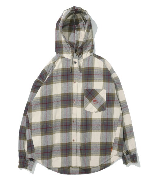 KRIFF MAYER Lady's Collection（クリフメイヤーレディースコレクション）の「【綿100％】ビエラフードシャツ（シャツ/ブラウス・レディース・カラフル/チャコール/その他5/ナチュラル/レッド/オリーブ・MEDIUM/LARGE）」の19枚目の写真