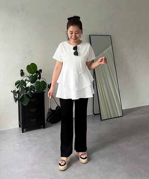 prose verse / CUTSEW アシメフリルドッキングペプラムTシャツ MOMO】アシメフリルドッキングペプラムTシャツ（Tシャツ