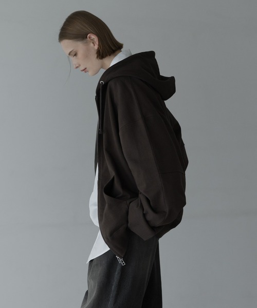 remer（リメール）の「loose basic oversize zip hoodie / ルーズベーシックオーバーサイズジップパーカー（パーカー・メンズ・ブラック/ブラウン/ブルー/グレー/ダークグリーン/チャコールグレー・LARGE/MEDIUM/SMALL/X-SMALL）」の4枚目の写真