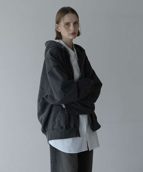 remer（リメール）の「loose basic oversize zip hoodie / ルーズベーシックオーバーサイズジップパーカー（パーカー・メンズ・ブラック/ブラウン/ブルー/グレー/ダークグリーン/チャコールグレー・LARGE/MEDIUM/SMALL/X-SMALL）」の21枚目の写真