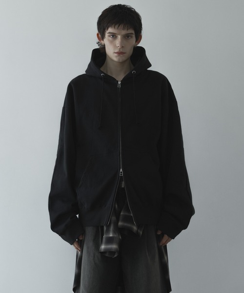 remer（リメール）の「loose basic oversize zip hoodie / ルーズベーシックオーバーサイズジップパーカー（パーカー・メンズ・ブラック/ブラウン/ブルー/グレー/ダークグリーン/チャコールグレー・LARGE/MEDIUM/SMALL/X-SMALL）」の10枚目の写真