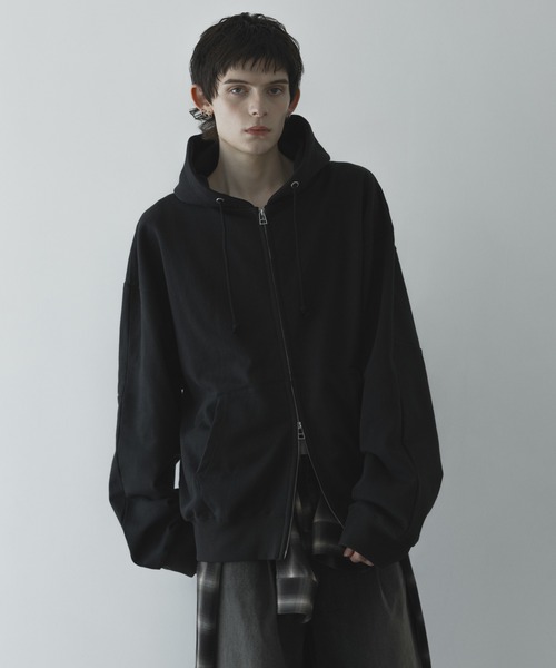 remer（リメール）の「loose basic oversize zip hoodie / ルーズベーシックオーバーサイズジップパーカー（パーカー・メンズ・ブラック/ブラウン/ブルー/グレー/ダークグリーン/チャコールグレー・LARGE/MEDIUM/SMALL/X-SMALL）」の12枚目の写真