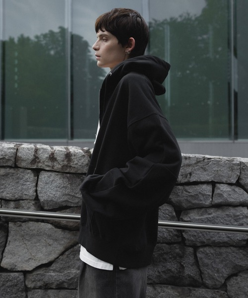 remer（リメール）の「loose basic oversize zip hoodie / ルーズベーシックオーバーサイズジップパーカー（パーカー・メンズ・ブラック/ブラウン/ブルー/グレー/ダークグリーン/チャコールグレー・LARGE/MEDIUM/SMALL/X-SMALL）」の8枚目の写真