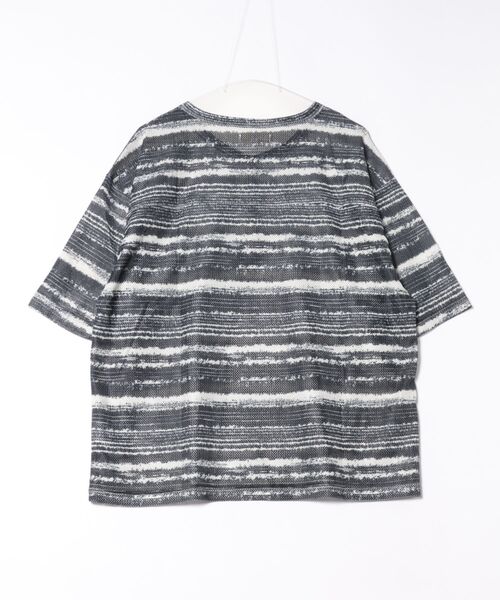 Revo.(レボ)の「Revo. ペイントボーダー メッシュTシャツ(Tシャツ/カットソー・メンズ・グレー/ブラック/パープル・2/1)」の4枚目の写真