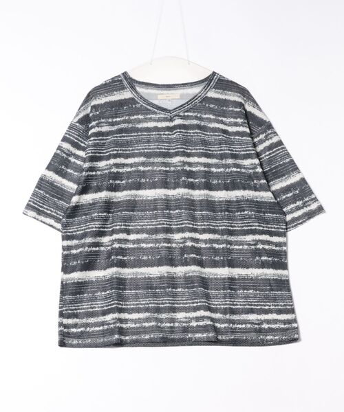 Revo.(レボ)の「Revo. ペイントボーダー メッシュTシャツ(Tシャツ/カットソー・メンズ・グレー/ブラック/パープル・2/1)」の11枚目の写真