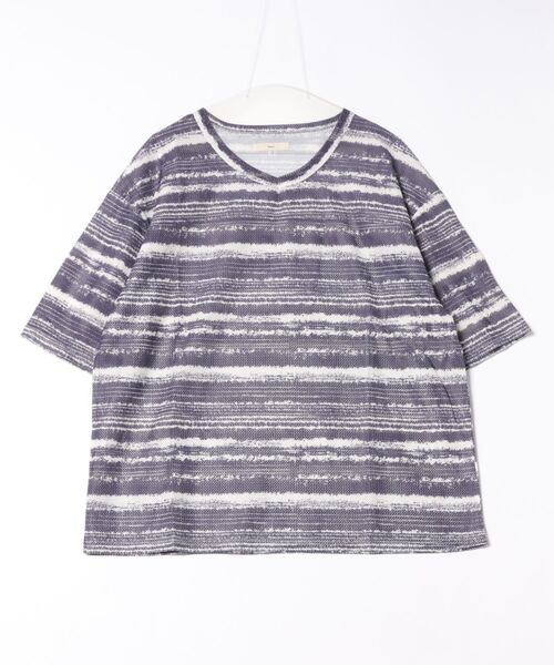 Revo.(レボ)の「Revo. ペイントボーダー メッシュTシャツ(Tシャツ/カットソー・メンズ・グレー/ブラック/パープル・2/1)」の13枚目の写真