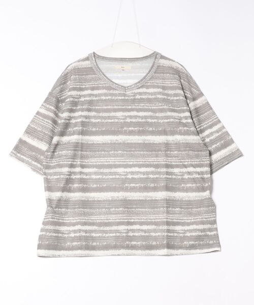 Revo.(レボ)の「Revo. ペイントボーダー メッシュTシャツ(Tシャツ/カットソー・メンズ・グレー/ブラック/パープル・2/1)」の12枚目の写真