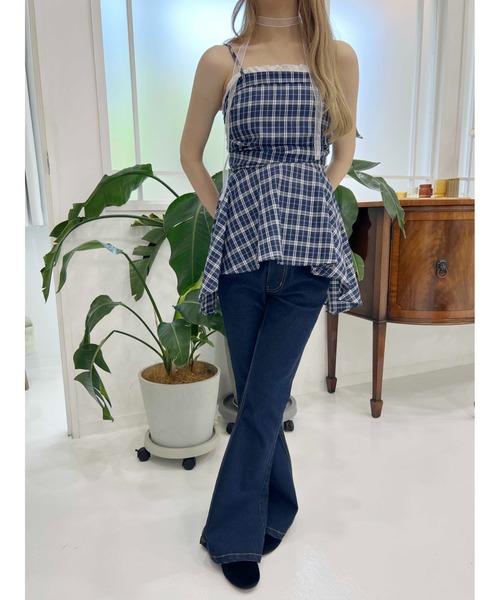 WC（ダブル シー）の「《2点SET》チェックイレヘムキャミワンピース（ワンピース・レディース・ブルー/サックスブルー・FREE）」の12枚目の写真