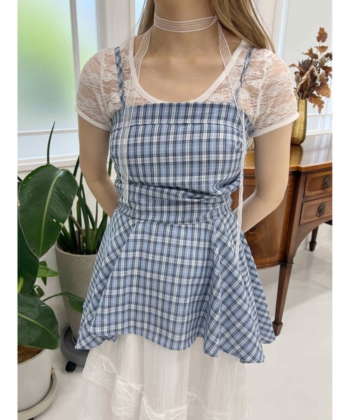 WC（ダブル シー）の「《2点SET》チェックイレヘムキャミワンピース（ワンピース・レディース・ブルー/サックスブルー・FREE）」の21枚目の写真