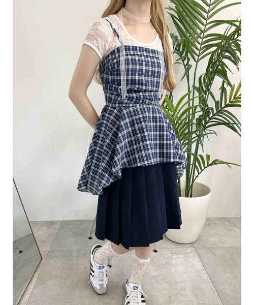 WC（ダブル シー）の「《2点SET》チェックイレヘムキャミワンピース（ワンピース・レディース・ブルー/サックスブルー・FREE）」の3枚目の写真