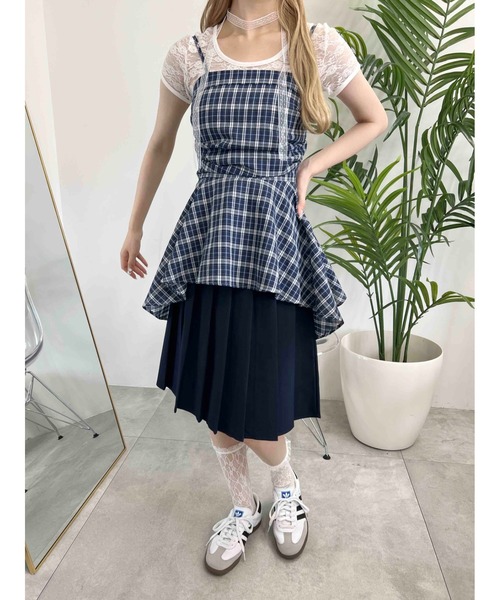 WC（ダブル シー）の「《2点SET》チェックイレヘムキャミワンピース（ワンピース・レディース・ブルー/サックスブルー・FREE）」の4枚目の写真