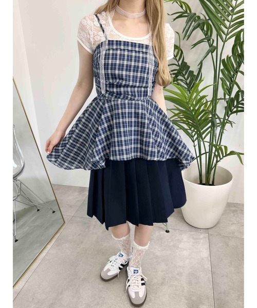 WC（ダブル シー）の「《2点SET》チェックイレヘムキャミワンピース（ワンピース・レディース・ブルー/サックスブルー・FREE）」の5枚目の写真