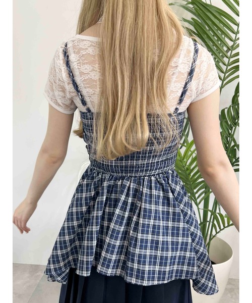 WC（ダブル シー）の「《2点SET》チェックイレヘムキャミワンピース（ワンピース・レディース・ブルー/サックスブルー・FREE）」の8枚目の写真