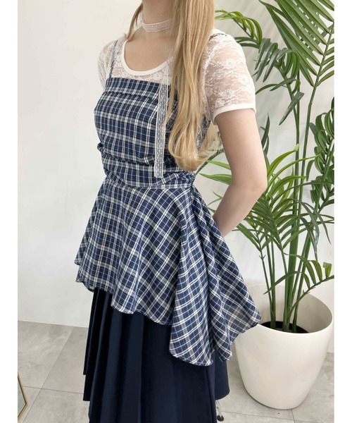 WC（ダブル シー）の「《2点SET》チェックイレヘムキャミワンピース（ワンピース・レディース・ブルー/サックスブルー・FREE）」の9枚目の写真