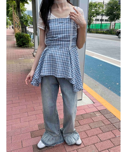 WC（ダブル シー）の「《2点SET》チェックイレヘムキャミワンピース（ワンピース・レディース・ブルー/サックスブルー・FREE）」の17枚目の写真