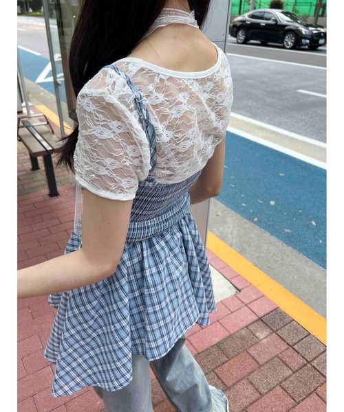 WC（ダブル シー）の「《2点SET》チェックイレヘムキャミワンピース（ワンピース・レディース・ブルー/サックスブルー・FREE）」の18枚目の写真