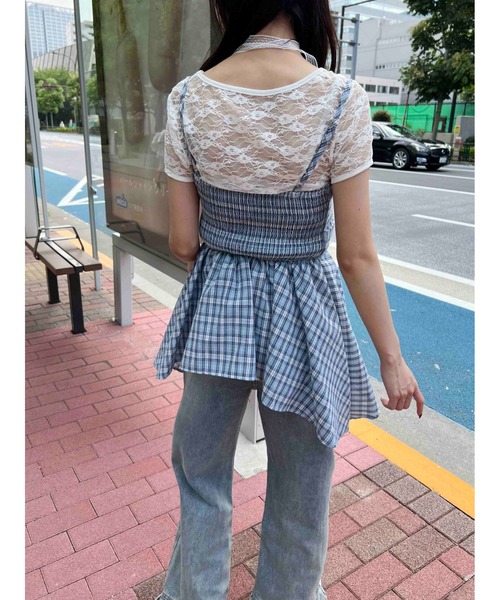 WC（ダブル シー）の「《2点SET》チェックイレヘムキャミワンピース（ワンピース・レディース・ブルー/サックスブルー・FREE）」の19枚目の写真