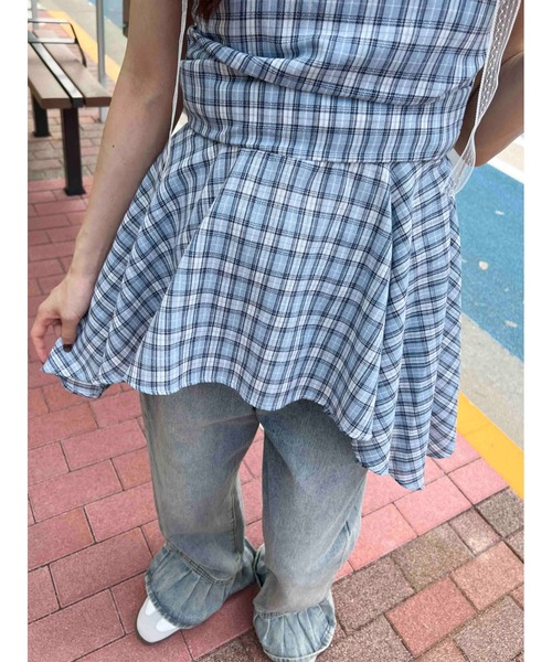 WC（ダブル シー）の「《2点SET》チェックイレヘムキャミワンピース（ワンピース・レディース・ブルー/サックスブルー・FREE）」の20枚目の写真