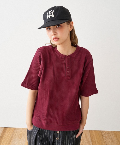 DRAW CODE 5 BUTTON HENRY NECK THERMAL T-SHIRT / ドローコード