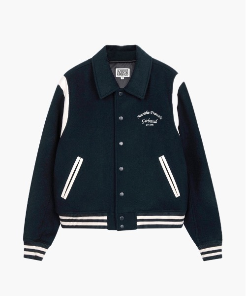MARITHE + FRANCOIS GIRBAUD(マリテフランソワジルボー)の「CHAIN LOGO VARSITY JACKET(スタジャン・レディース・ダークネイビー/ダークグリーン・SMALL/MEDIUM/LARGE)」の5枚目の写真