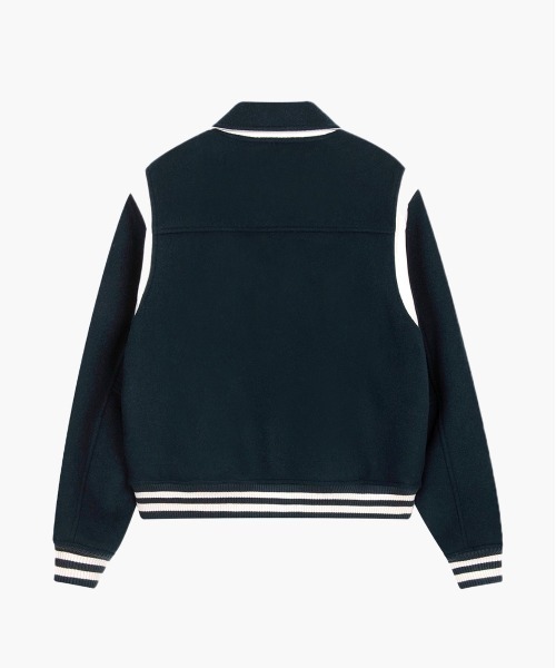 MARITHE + FRANCOIS GIRBAUD(マリテフランソワジルボー)の「CHAIN LOGO VARSITY JACKET(スタジャン・レディース・ダークネイビー/ダークグリーン・SMALL/MEDIUM/LARGE)」の6枚目の写真
