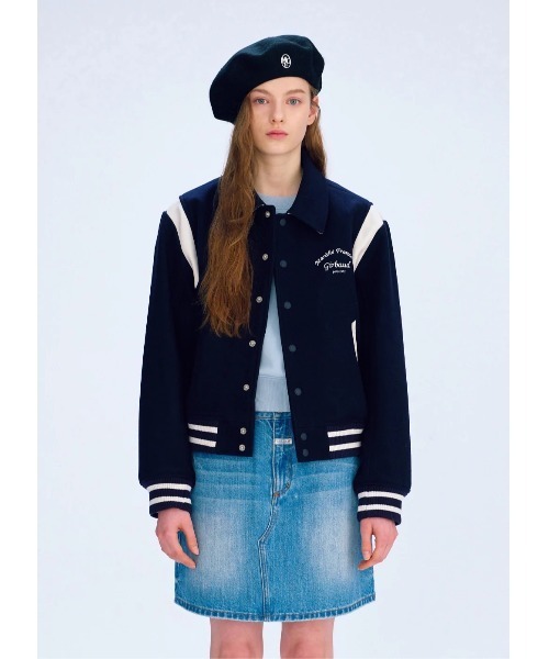 MARITHE + FRANCOIS GIRBAUD(マリテフランソワジルボー)の「CHAIN LOGO VARSITY JACKET(スタジャン・レディース・ダークネイビー/ダークグリーン・SMALL/MEDIUM/LARGE)」の8枚目の写真