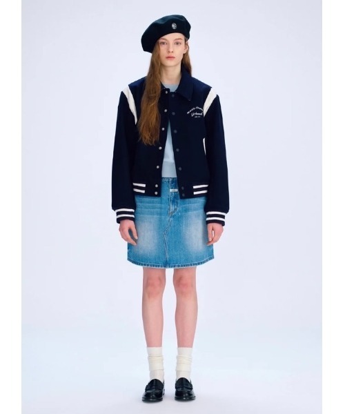 MARITHE + FRANCOIS GIRBAUD(マリテフランソワジルボー)の「CHAIN LOGO VARSITY JACKET(スタジャン・レディース・ダークネイビー/ダークグリーン・SMALL/MEDIUM/LARGE)」の9枚目の写真