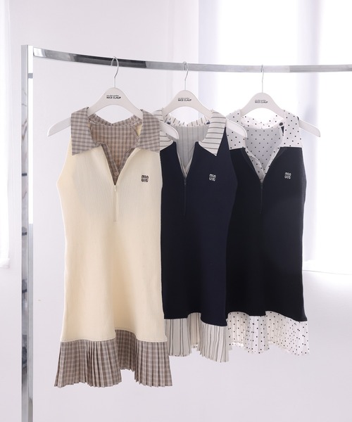 NICE CLAUP ののワンピ ドッキングプリーツノースリワンピース one after another NICE CLAUP ワンピース 「Nono企画