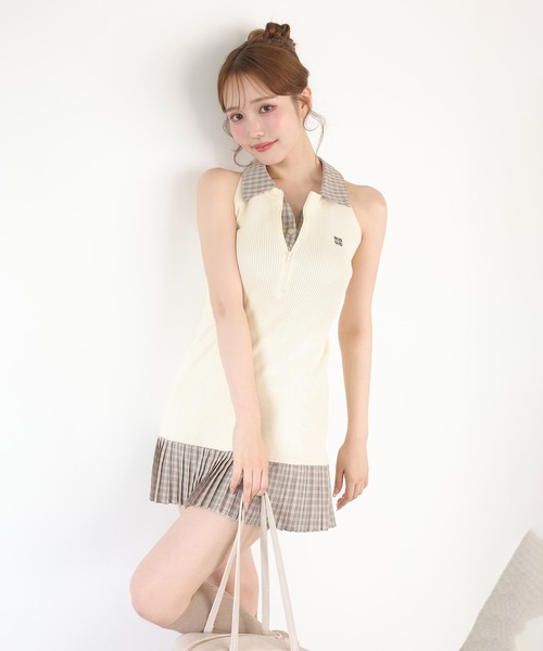 NICE CLAUP ののワンピ ドッキングプリーツノースリワンピース one after another NICE CLAUP ワンピース 「Nono企画