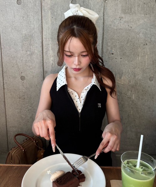 ナイスクラップ ドッキングプリーツノースリーブワンピース Nono企画】ドッキングプリーツノースリワンピース（ワンピース