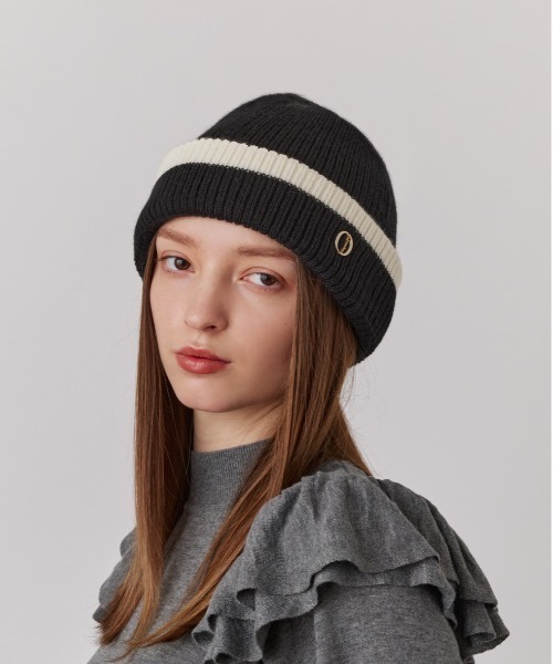 Chapeau d' O(シャポードオー)の「Chapeau d' O Line Rib Knit Watch / シャポードオー(ニットキャップ/ビーニー・レディース・ブラック/ワイン/ホワイト・FREE)」の6枚目の写真